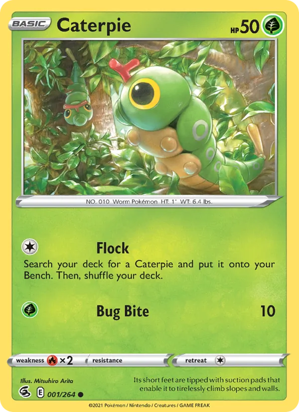Kartu Caterpie dari Fusion Strike, nomor 1/264