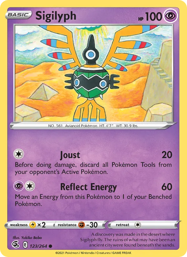 Kartu Sigilyph dari Fusion Strike, nomor 123/264