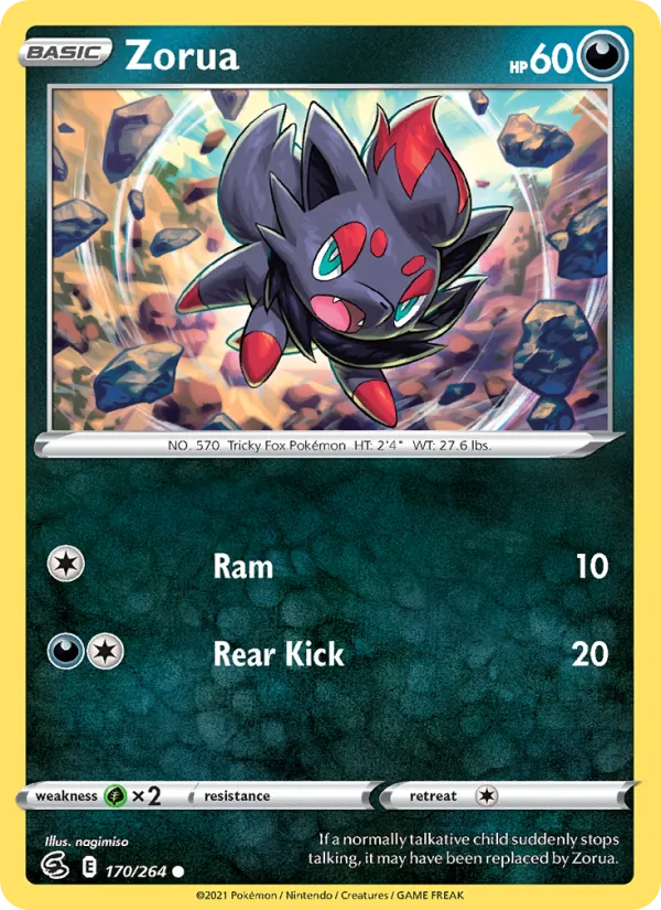 Kaart Zorua uit Fusion Strike, nummer 170/264
