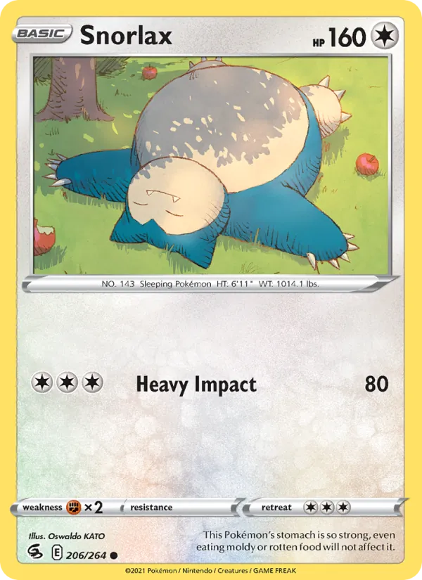 Kartu Snorlax dari Fusion Strike, nomor 206/264