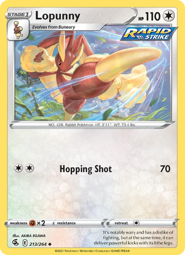 Kartu Lopunny dari Fusion Strike, nomor 213/264