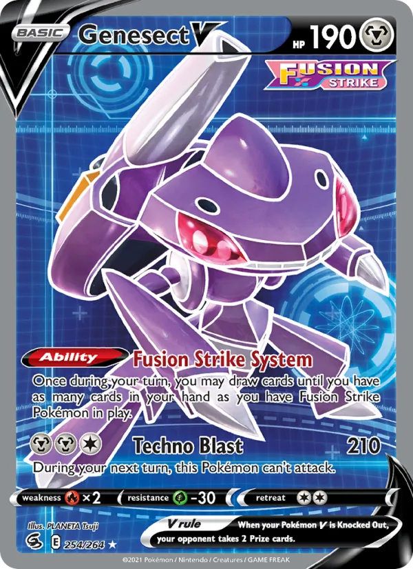 Kartu Genesect V dari Fusion Strike, nomor 254/264