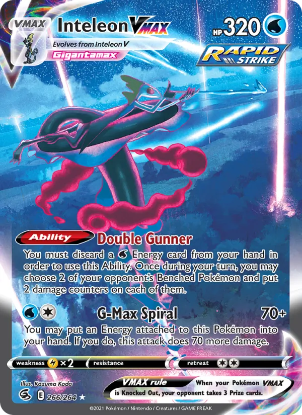 Inteleon VMAX card from Fusion Strike, number 266/264