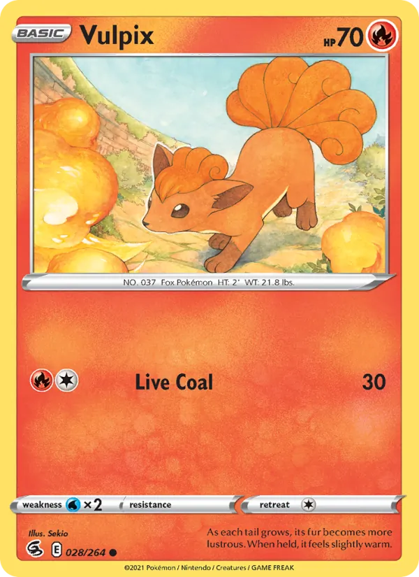Kartu Vulpix dari Fusion Strike, nomor 28/264