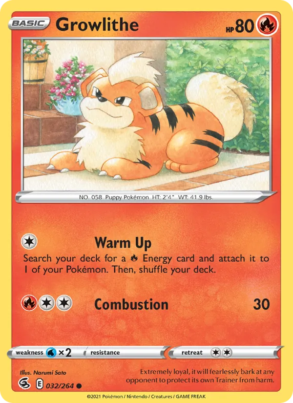 Kartu Growlithe dari Fusion Strike, nomor 32/264