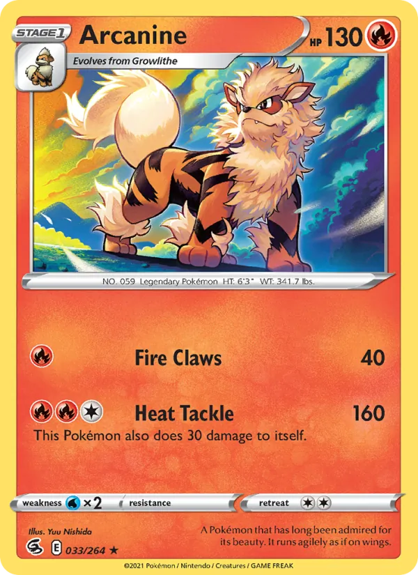 Kaart Arcanine uit Fusion Strike, nummer 33/264
