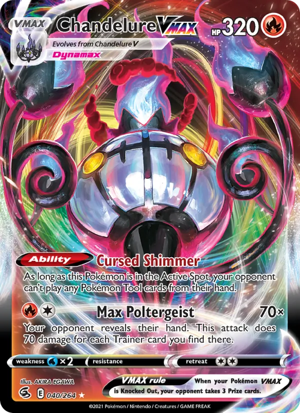 Kartu Chandelure VMAX dari Fusion Strike, nomor 40/264