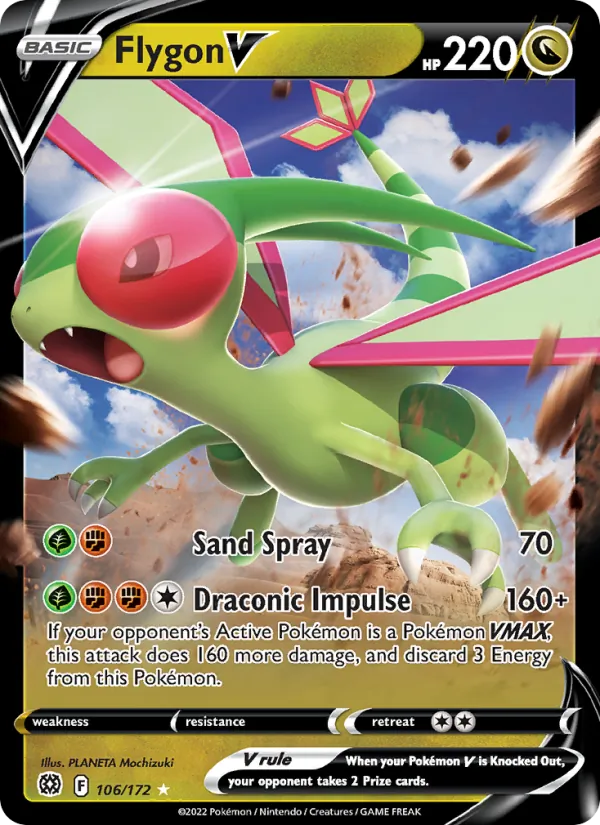 Kartu Flygon V dari Brilliant Stars, nomor 106/172