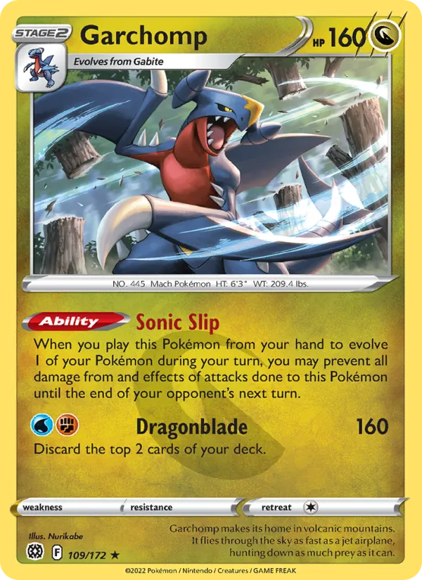 Kartu Garchomp dari Brilliant Stars, nomor 109/172