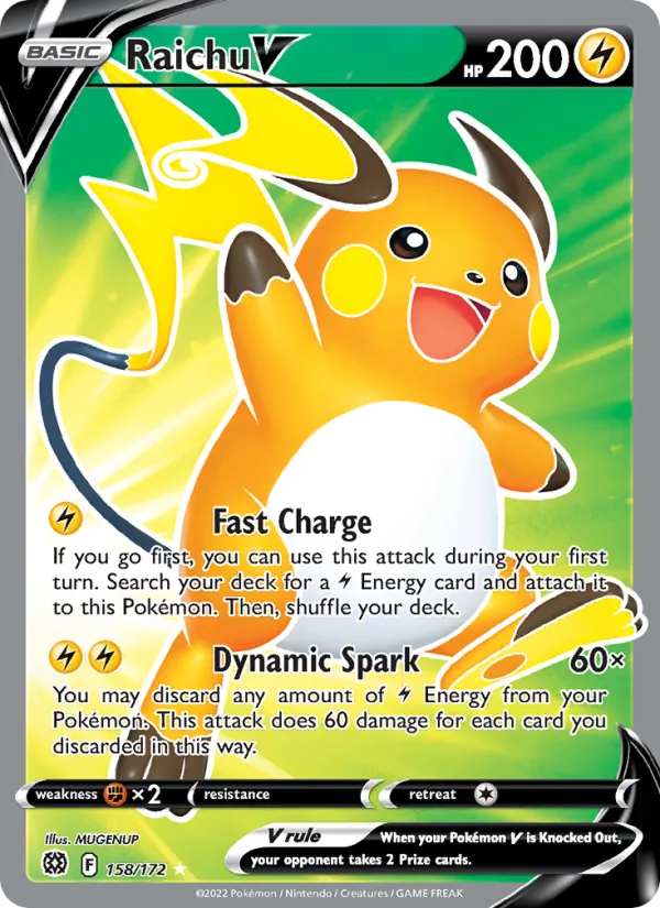 Kartu Raichu V dari Brilliant Stars, nomor 158/172