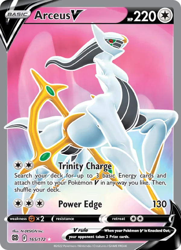 Arceus V card from Brilliant Stars, number 165/172