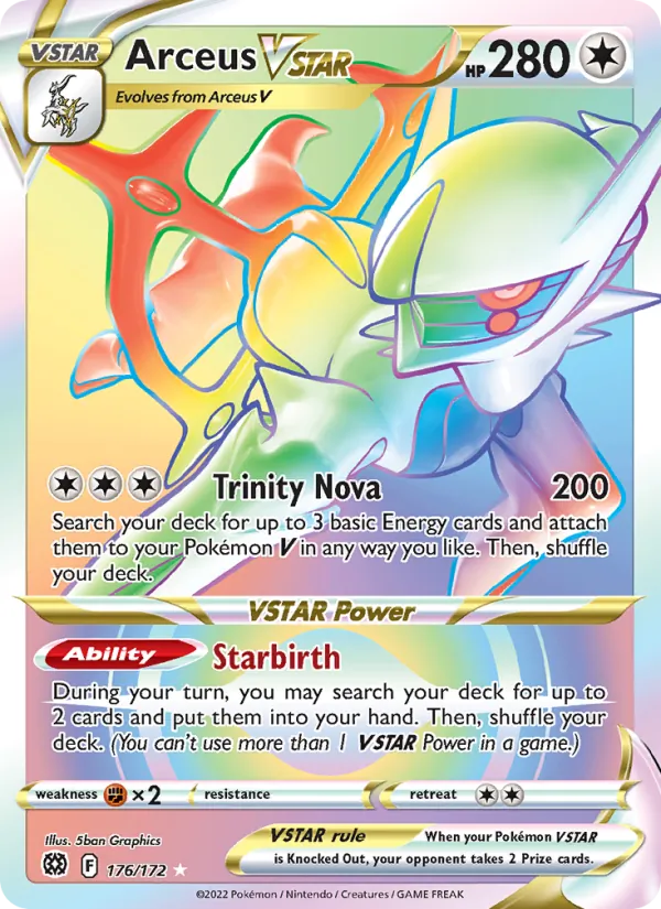 Arceus VSTAR card from Brilliant Stars, number 176/172