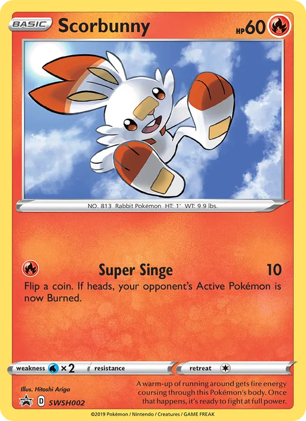 Kartu Scorbunny dari SWSH Black Star Promos, nomor SWSH002/307
