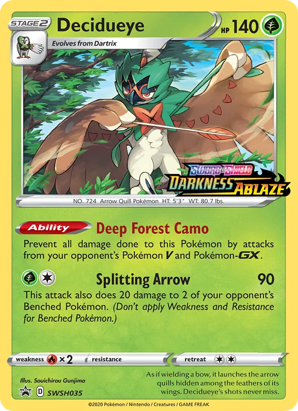 Decidueye card from SWSH Black Star Promos, number SWSH035/307