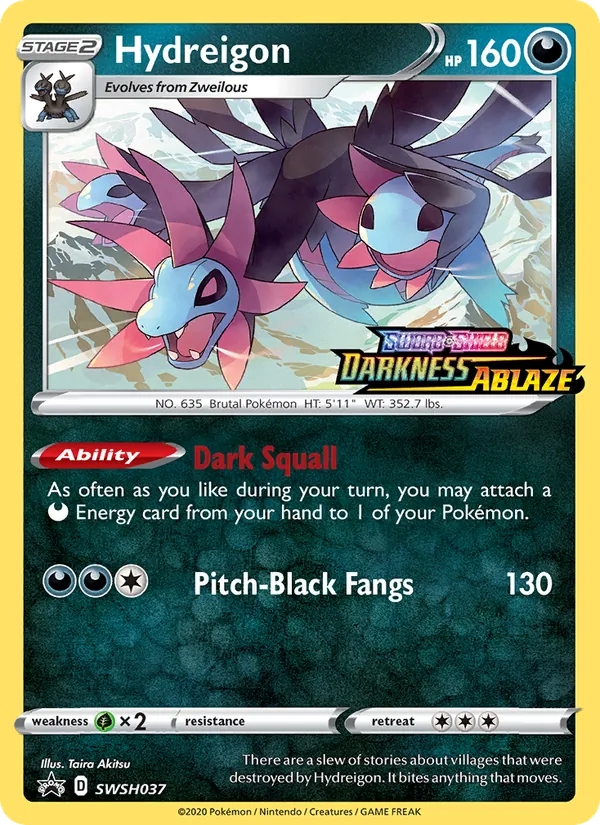 Hydreigon card from SWSH Black Star Promos, number SWSH037/307