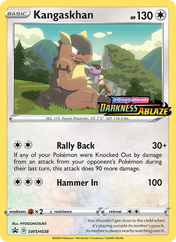 Kangaskhan card from SWSH Black Star Promos, number SWSH038/307