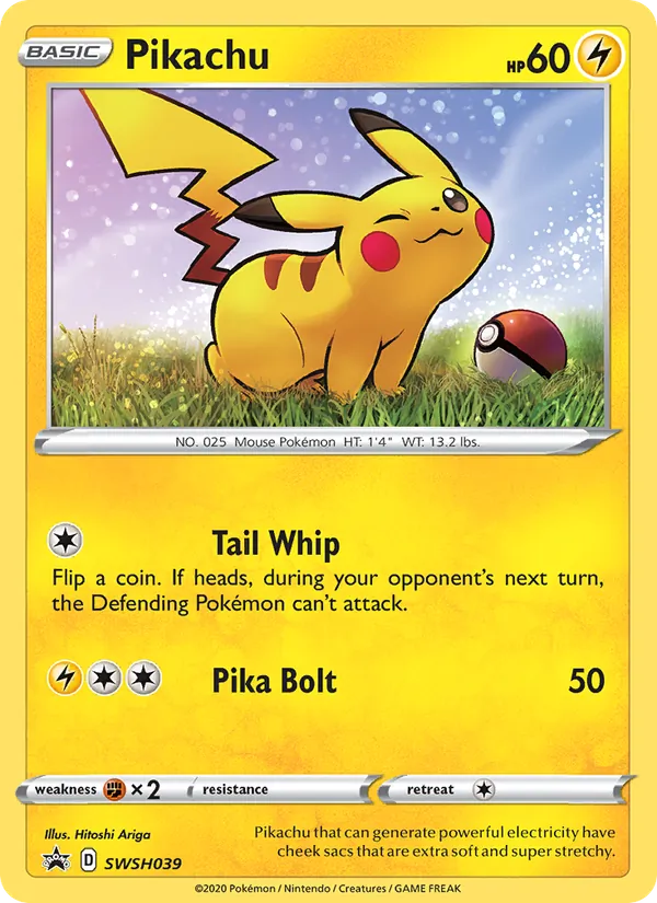 Pikachu card from SWSH Black Star Promos, number SWSH039/307