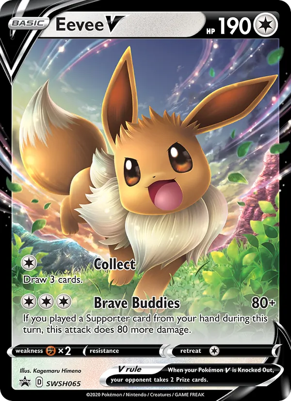 Eevee V card from SWSH Black Star Promos, number SWSH065/307