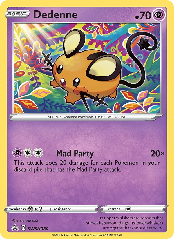 Kaart Dedenne uit SWSH Black Star Promos, nummer SWSH080/307