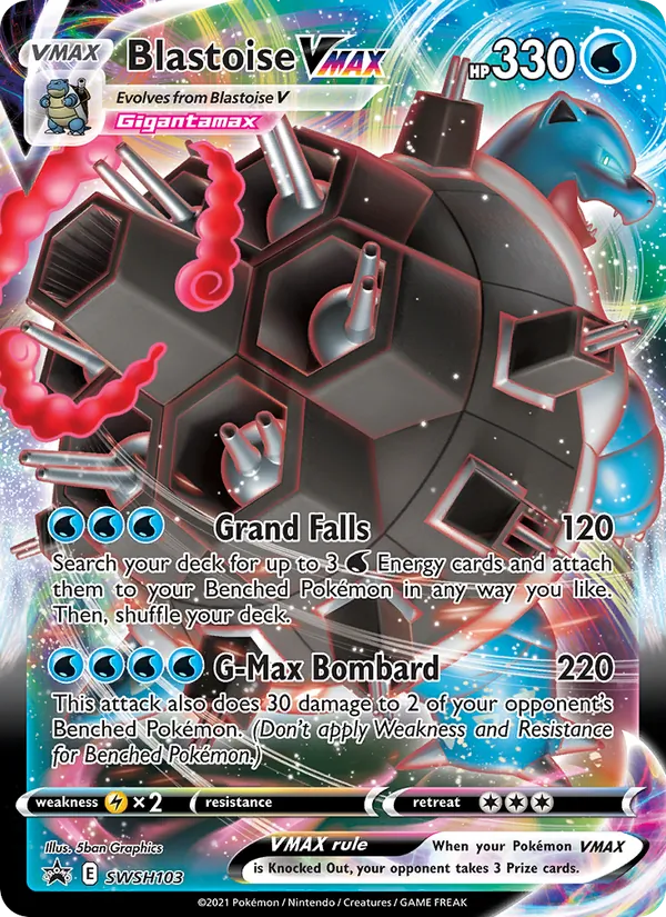 Blastoise VMAX card from SWSH Black Star Promos, number SWSH103/307