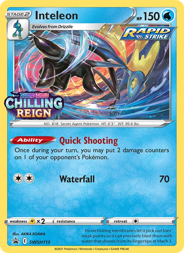 Inteleon card from SWSH Black Star Promos, number SWSH113/307