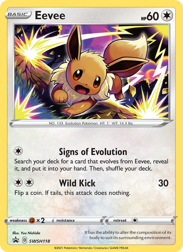 Eevee card from SWSH Black Star Promos, number SWSH118/307
