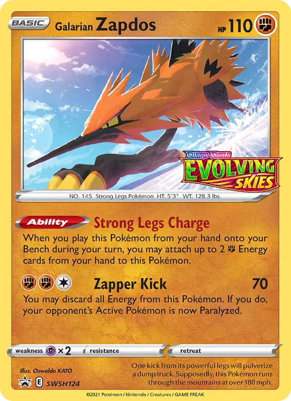 Galarian Zapdos card from SWSH Black Star Promos, number SWSH124/307