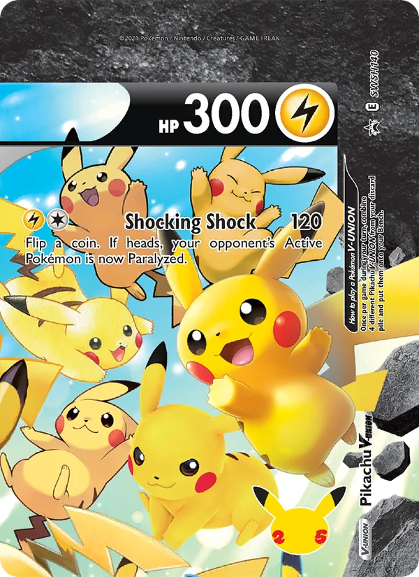 Pikachu V-UNION card from SWSH Black Star Promos, number SWSH140/307