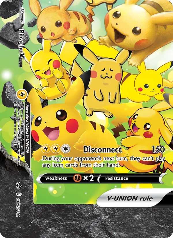 Pikachu V-UNION card from SWSH Black Star Promos, number SWSH141/307