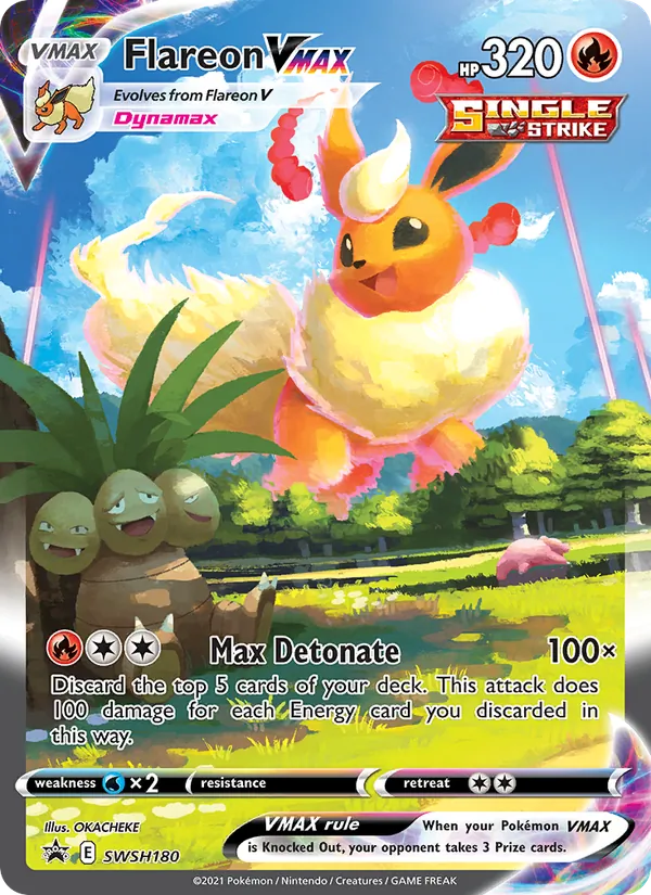Flareon VMAX card from SWSH Black Star Promos, number SWSH180/307