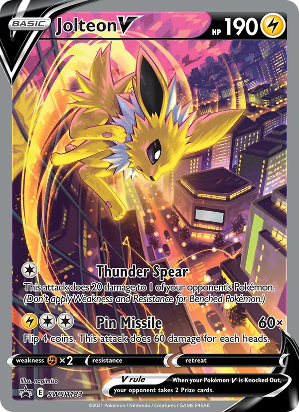 Jolteon V card from SWSH Black Star Promos, number SWSH183/307