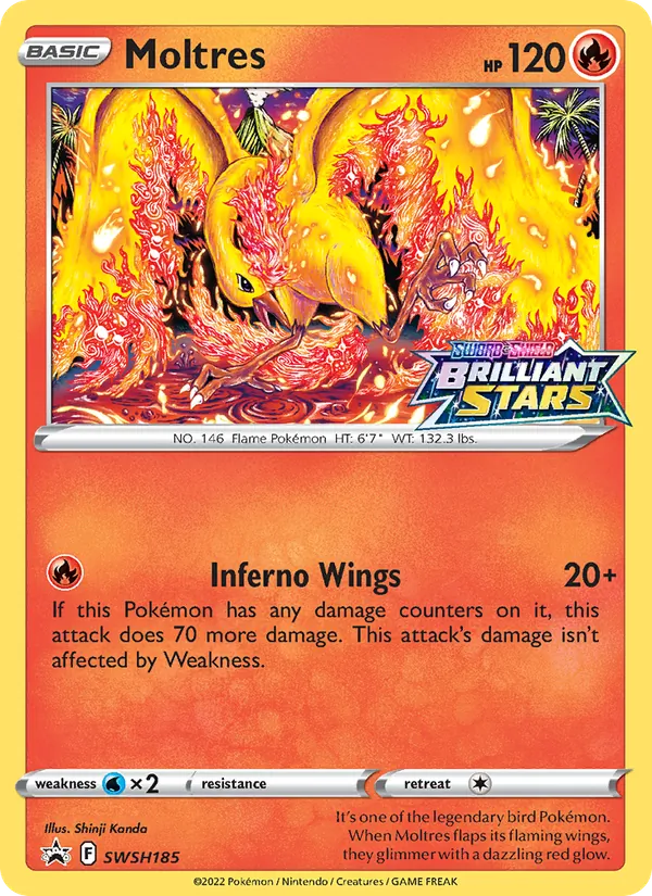 Moltres card from SWSH Black Star Promos, number SWSH185/307