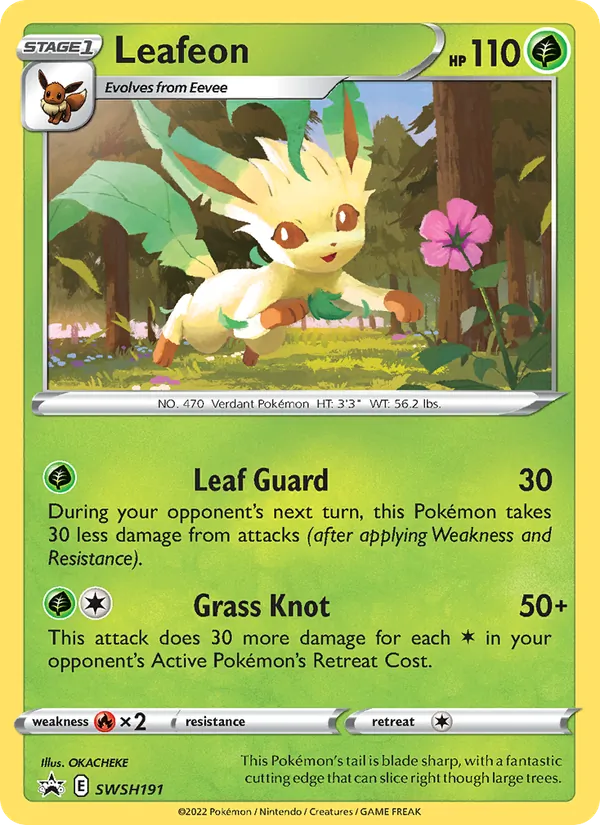 Kaart Leafeon uit SWSH Black Star Promos, nummer SWSH191/307