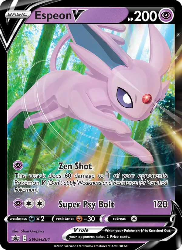 Kartu Espeon V dari SWSH Black Star Promos, nomor SWSH201/307