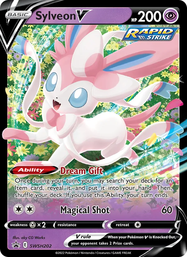 Kaart Sylveon V uit SWSH Black Star Promos, nummer SWSH202/307