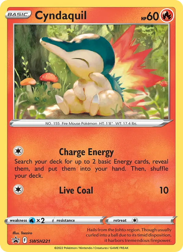 Kaart Cyndaquil uit SWSH Black Star Promos, nummer SWSH221/307