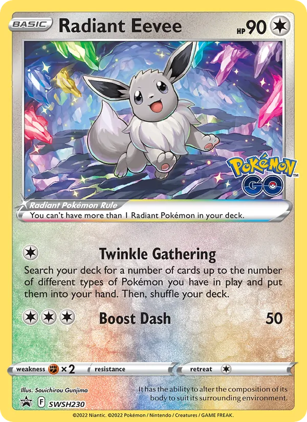 Radiant Eevee card from SWSH Black Star Promos, number SWSH230/307