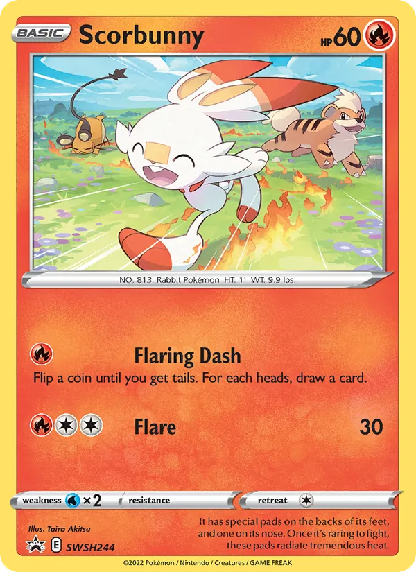 Kaart Scorbunny uit SWSH Black Star Promos, nummer SWSH244/307