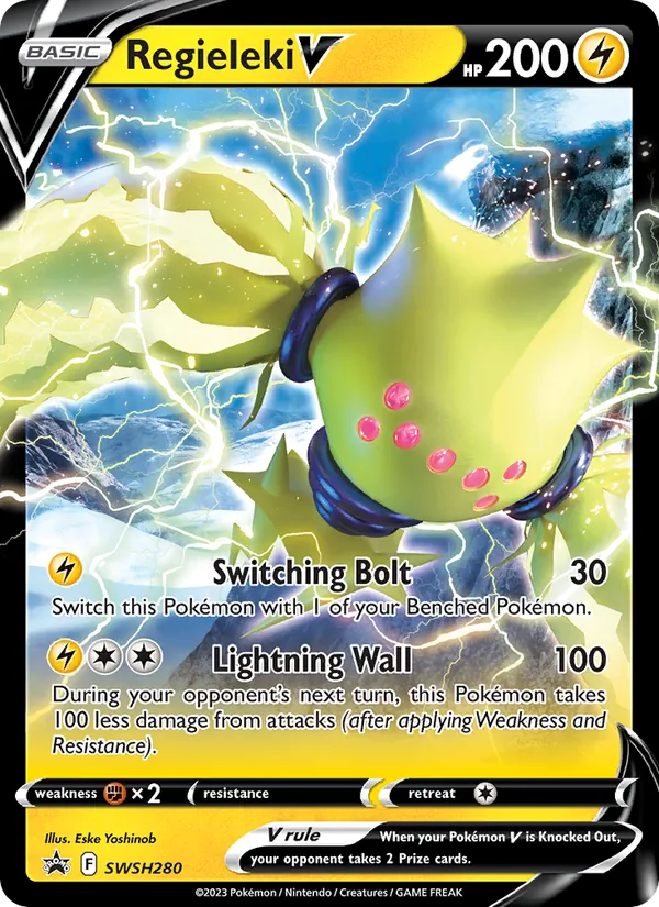 Kaart Regieleki V uit SWSH Black Star Promos, nummer SWSH280/307