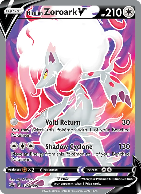 Kartu Hisuian Zoroark V dari SWSH Black Star Promos, nomor SWSH297/307
