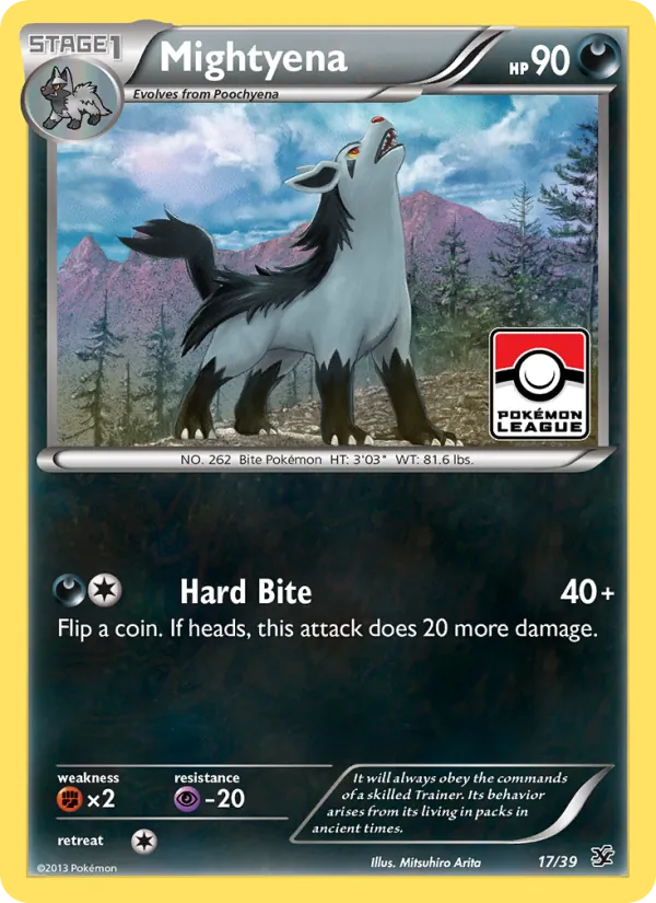 Kartu Mightyena dari Kalos Starter Set, nomor 17/39
