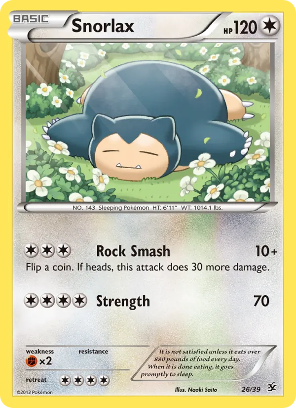 Snorlax card from Kalos Starter Set, number 26/39