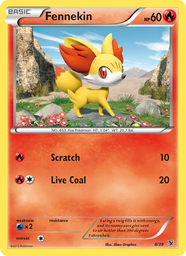 Carta Fennekin de la expansión Kalos Starter Set, número 8/39