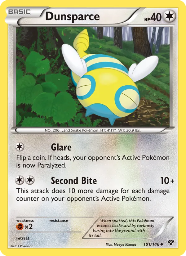 Kaart Dunsparce uit XY, nummer 101/146