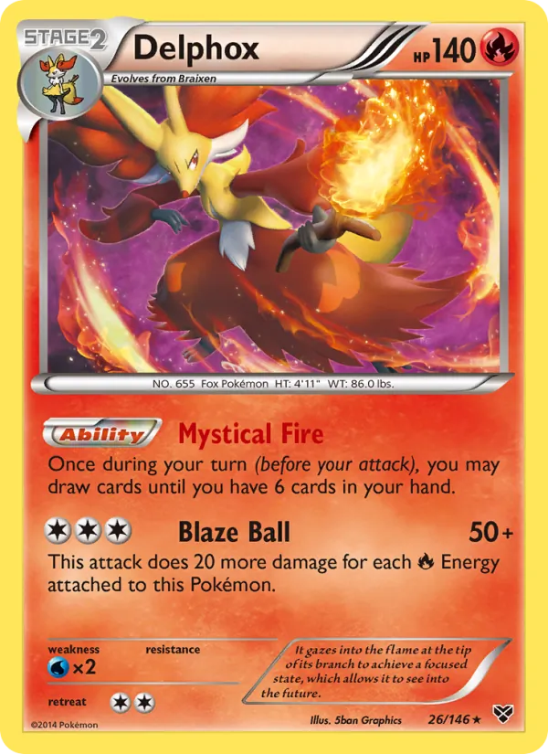 Kaart Delphox uit XY, nummer 26/146