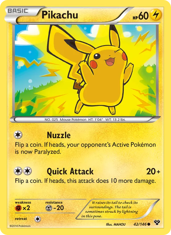 Pikachu card from XY, number 42/146