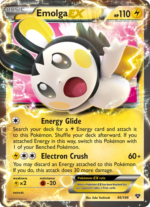 Kaart Emolga EX uit XY, nummer 46/146