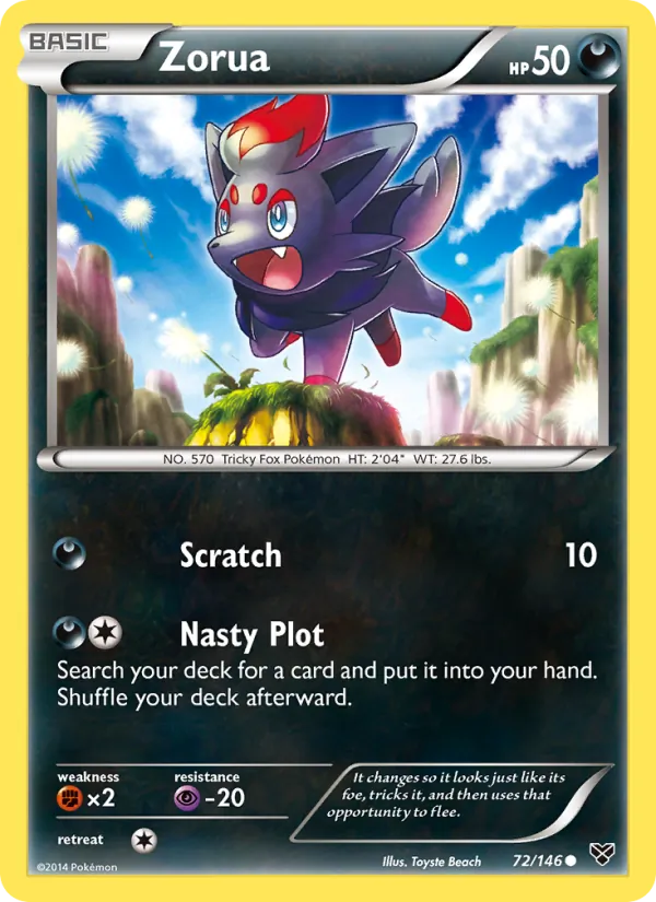 Kartu Zorua dari XY, nomor 72/146