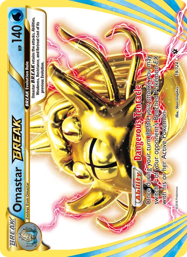 Omastar BREAK card from Fates Collide, number 19/124