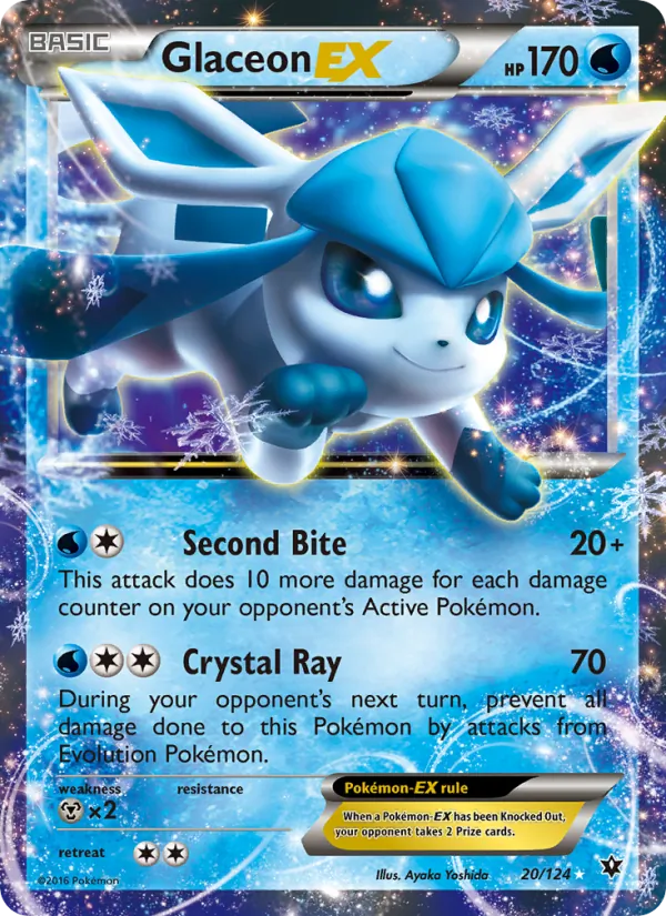 Glaceon EX card from Fates Collide, number 20/124